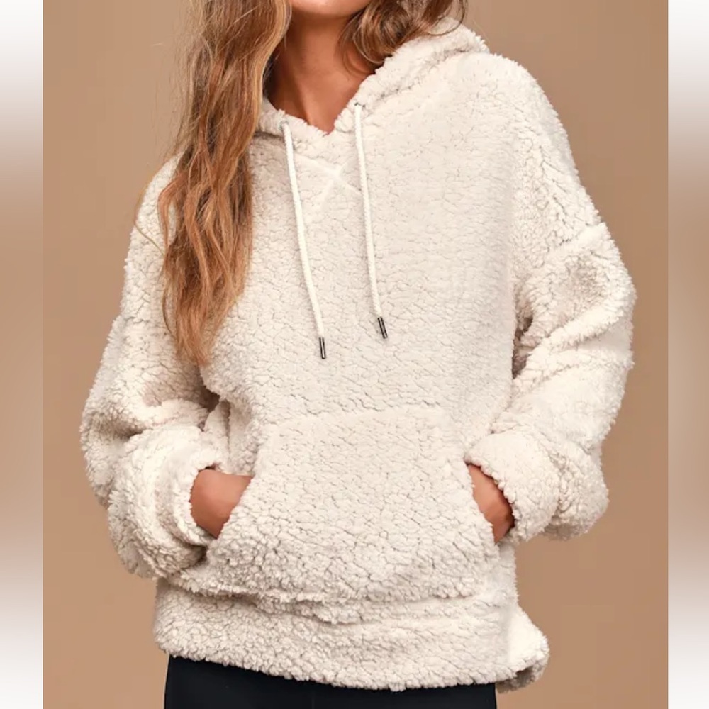 Lulu's Never Better Cream Sherpa Pullover Hoodie